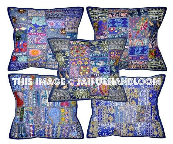 5pc wholesale Decorative Dining Chair Cushions Boho Patchwork Sofa Pillows-Jaipur Handloom