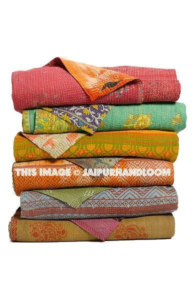 5pc wholesale set of Vintage Kantha Throws Fair Trade-Jaipur Handloom