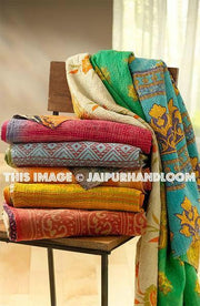 5pc wholesale set of Vintage Kantha Throws Fair Trade-Jaipur Handloom