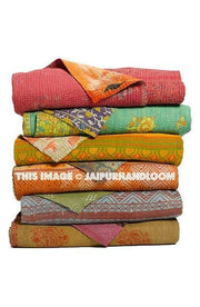 5pc wholesale set of Vintage Kantha Throws Queen Quilted kantha bedspread Blanket-Jaipur Handloom