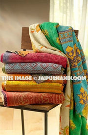 5pc wholesale set of Vintage Kantha Throws Queen Quilted kantha bedspread Blanket-Jaipur Handloom