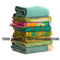 5pc wholesale set of Vintage kantha throw sari Quilts-Jaipur Handloom