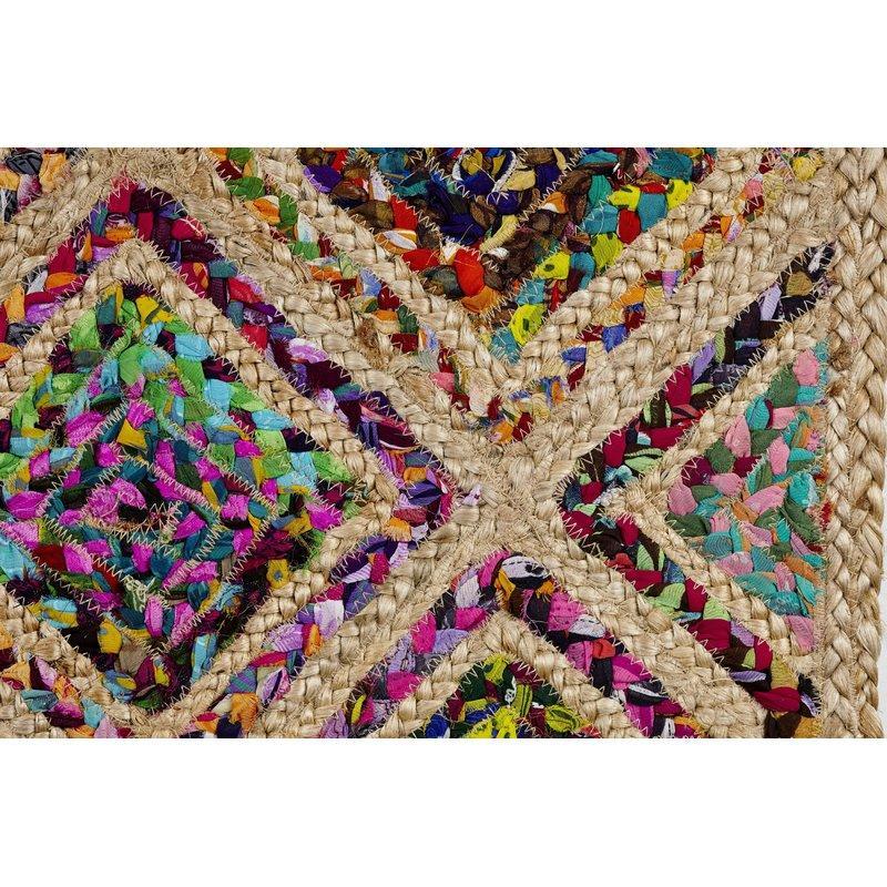 Handwoven Cotton Rug, Chindi Jute Area Rug, Diamond Design Rugs