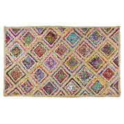 Handwoven Cotton Rug, Chindi Jute Area Rug, Diamond Design Rugs