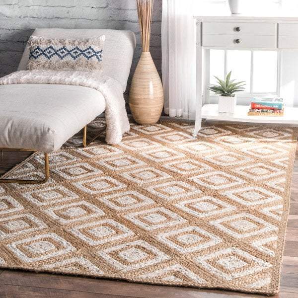 6X 8 Feet Jute Area Rug for Living Room/Dining Room, Natural Jute Rug Runner