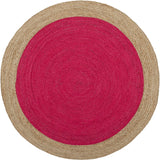6 feet Jute Round Rug red circle Rug roung rugs for Bedroom & Living Room