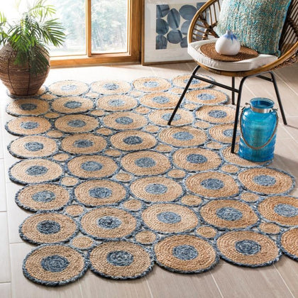 Scalloped Pattern Rug, Denim Jute Rug, Psychedelic Rugs, Woven Area Rug