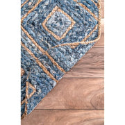 Denim Jute Rug Runner, Braided Denim Rug for Living Room, Hand Tufted Rug Jute
