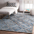 Denim Jute Rug Runner, Braided Denim Rug for Living Room, Hand Tufted Rug Jute