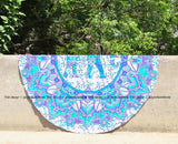 72" round yoga mat indian cotton beach towels round elephant mandala tapestry-Jaipur Handloom