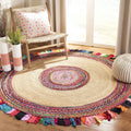 8 Feet round jute rug for Living Room Floor Area Rugs, Chindi Round Rugs from Jaipur Handloom