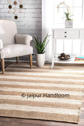 Indian Braided Natural Jute Cotton Rug Rag Outdoor Floor Mat Carpet 3X4 ft-Jaipur Handloom