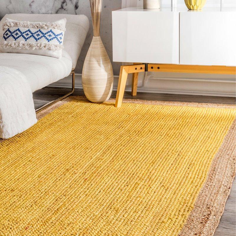 yellow jute carpet rug 8X10 feet, natural jute rug, seagrass jute runner rug