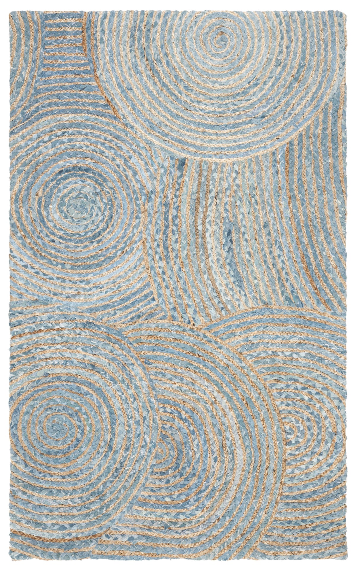 Blue Cotton Area Rug 8X10, Braided Rug for Living Room, Hand Knotted Rug