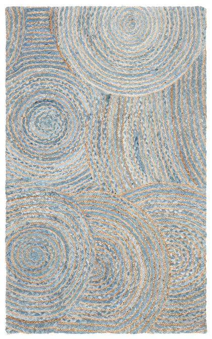 Blue Cotton Area Rug 8X10, Braided Rug for Living Room, Hand Knotted Rug