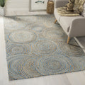Blue Cotton Area Rug 8X10, Braided Rug for Living Room, Hand Knotted Rug