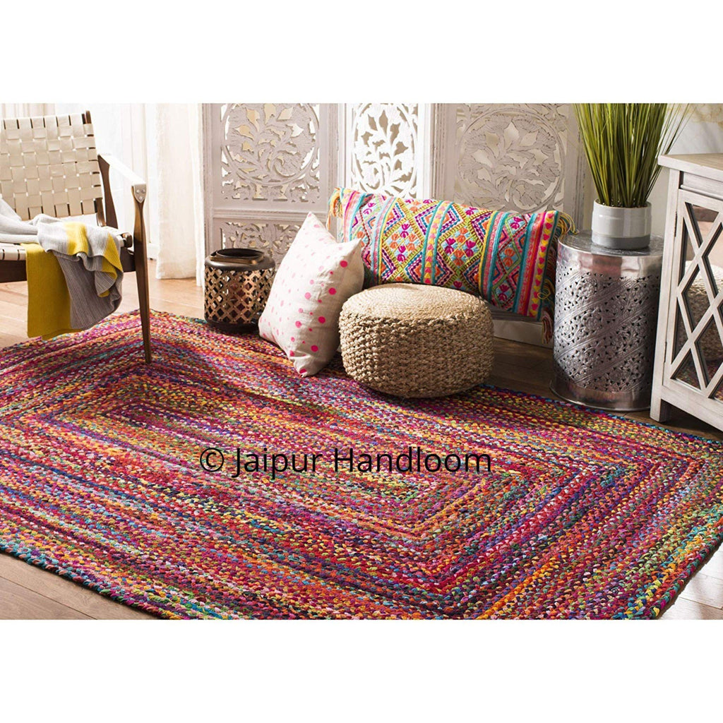 Multicolor Plain Oval Jute Chindi Braided Rugs, For Flooring, Size: 7x6  Inch at Rs 600/piece in Jaipur