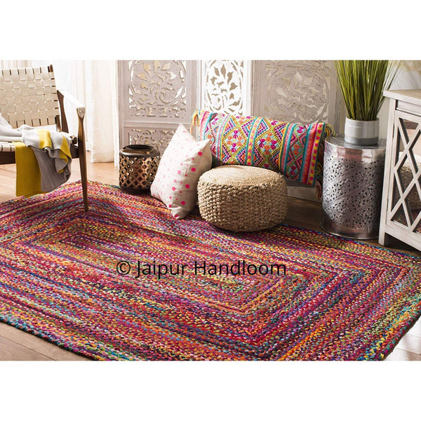 Indian Braided Chindi Rug Rag Multi Color Floor Decor Rugs Boho Area Rug-Jaipur Handloom