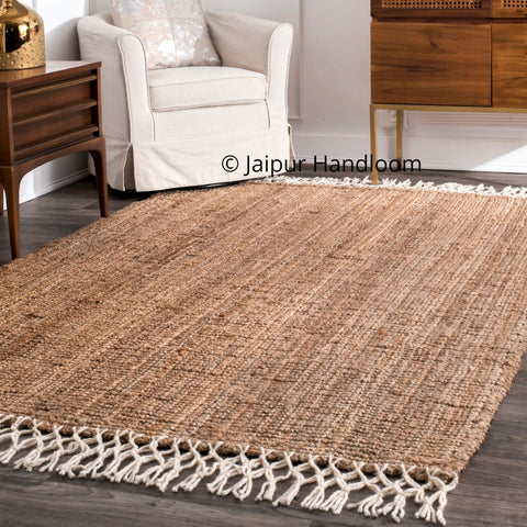 Hand Braided Jute Rugs Dhurrie Bohemian Area Carpet Mats Modern Floor Rag Rug 4X6 ft-Jaipur Handloom