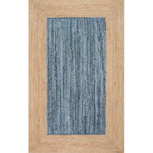 Jute Carpet for Living Room 5X7, Braided Denim Rug, Handwoven Jute Rug