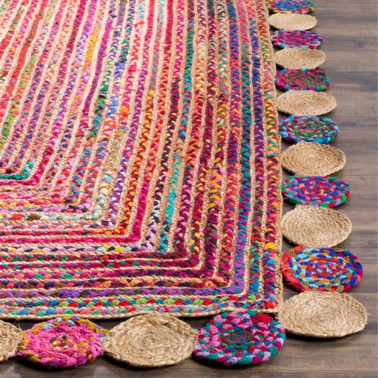 Jute Area Rug 8X10 feet, Cotton Rug For Living Room Rug, Handwoven Cotton Carpet