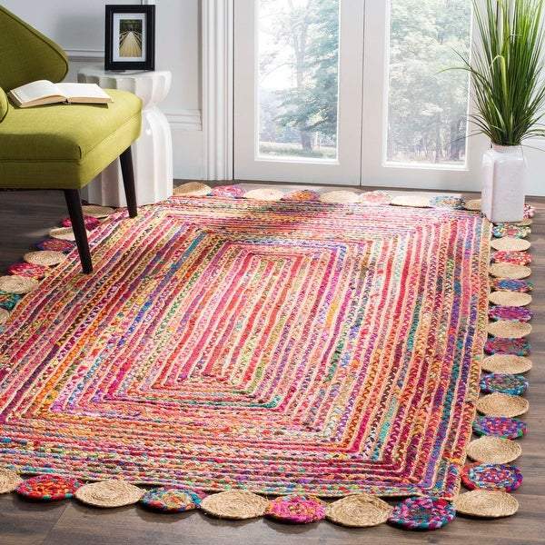 Jute Area Rug 8X10 feet, Cotton Rug For Living Room Rug, Handwoven Cotton Carpet