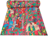 Indian Cotton Kantha Quilt Bedspread