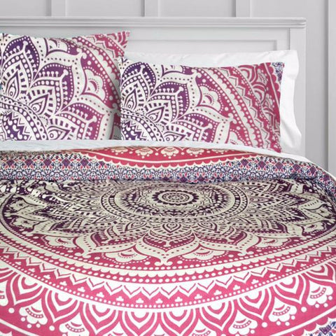 Abolina Pink For Deny Medallion Duvet Covers Boho Duvet Cover Set with Pillows-Jaipur Handloom