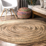 Abstract Pattern Jute Braided Living Room Round Rugs Carpet ON SALE