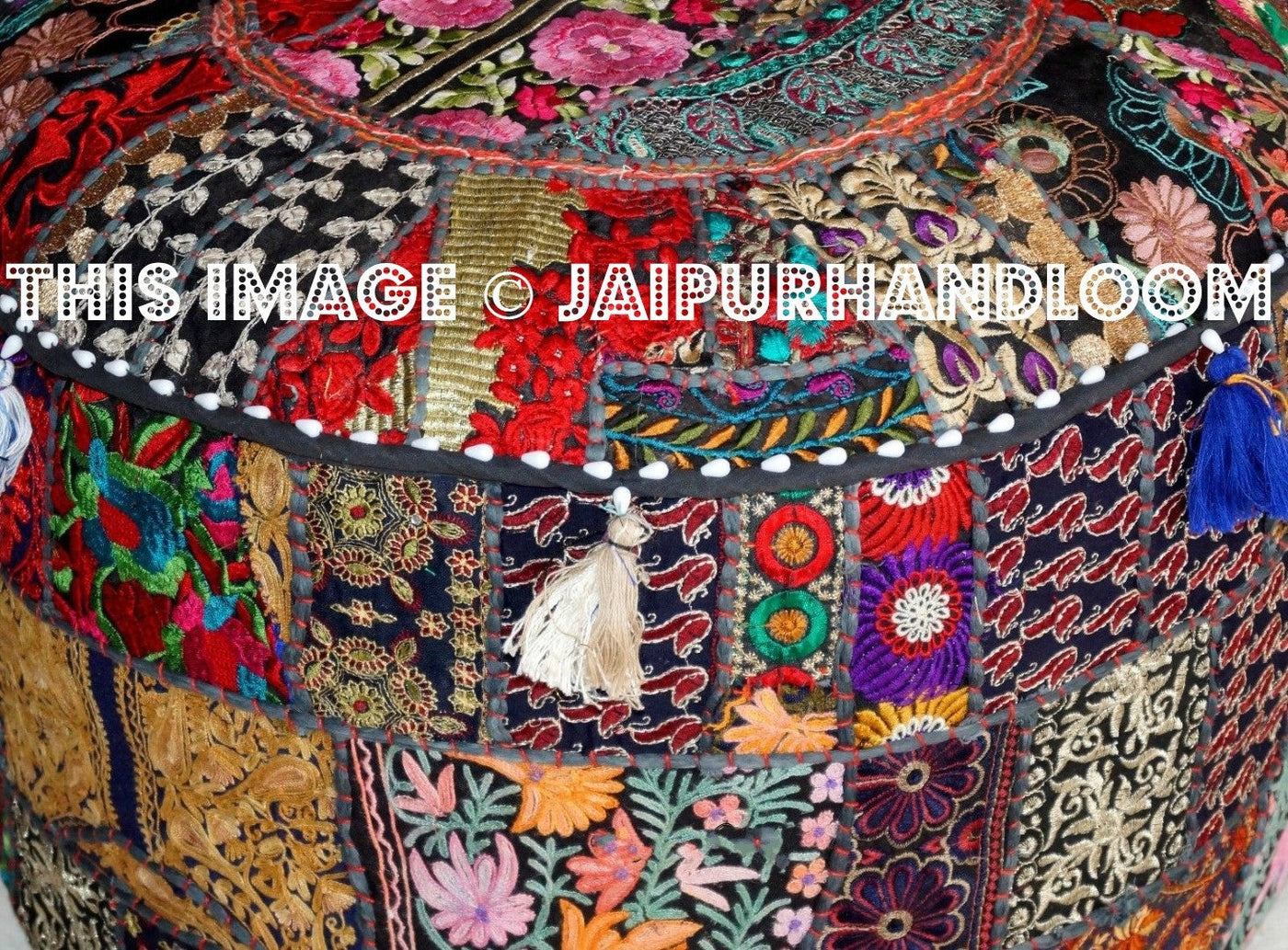 Adelaide Pouf ottomans - 22X12 inches-Jaipur Handloom