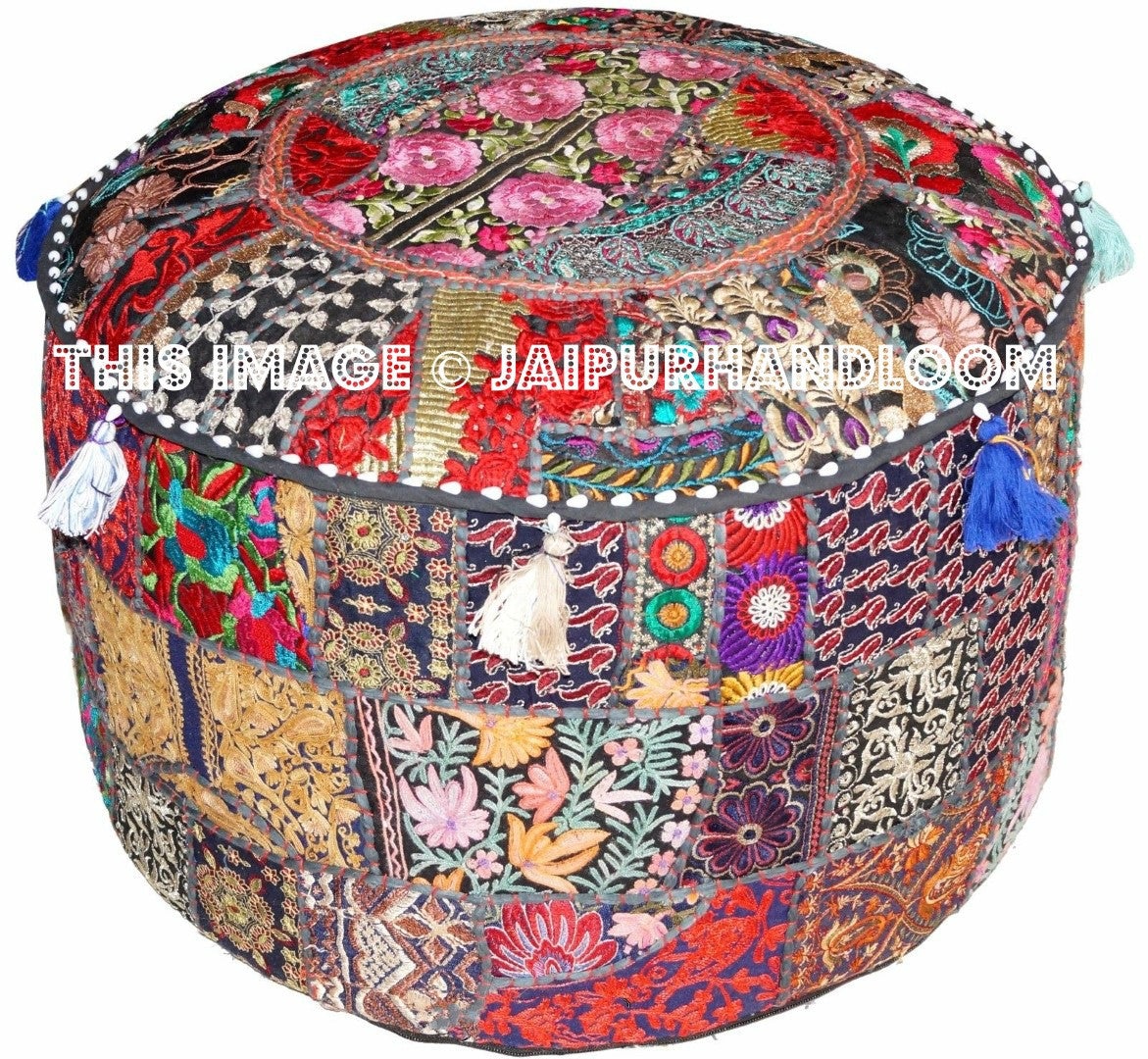 Adelaide Pouf ottomans - 22X12 inches-Jaipur Handloom