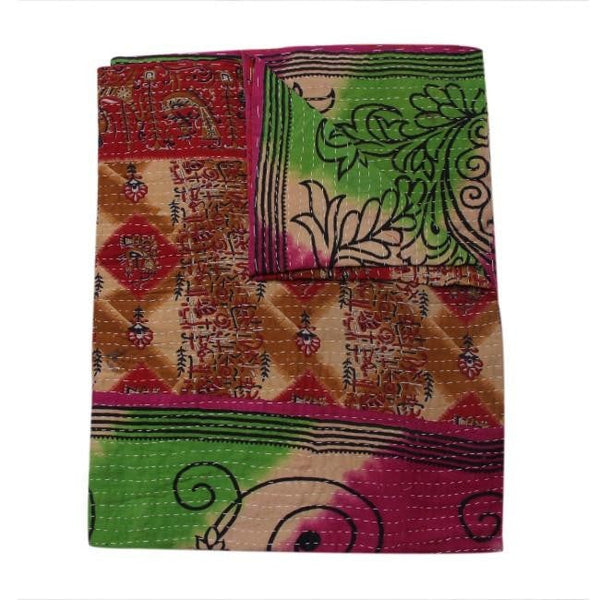 Agnella Sari kantha Blanket-Jaipur Handloom