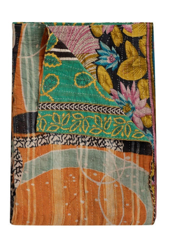 Albertaa Hand-Stitched Kantha Throw-Jaipur Handloom