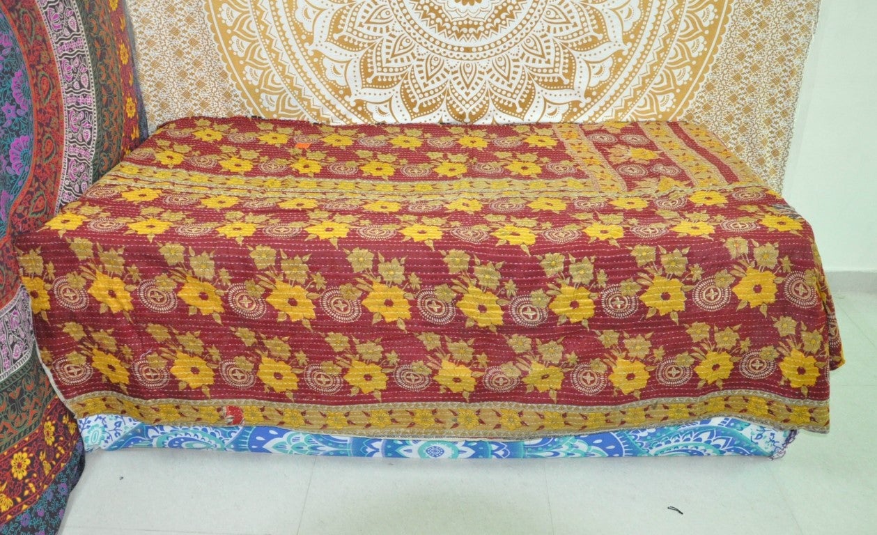 Albina Sari Kantha Throw-Jaipur Handloom