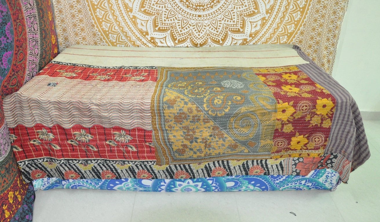 Albina Sari Kantha Throw-Jaipur Handloom