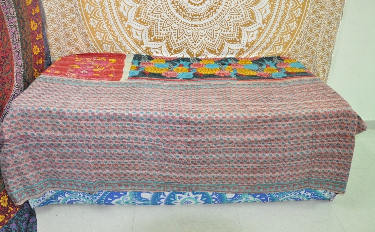 Alessia Hand-Stitched Kantha Throw-Jaipur Handloom