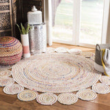 braided white chindi living room round rug