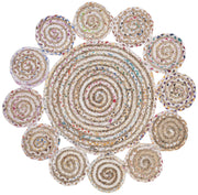 Antique Pattern Braided Jute Round Rugs for Bedroom & Dining Room