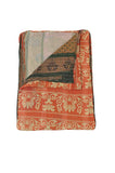 Reversible kantha throw cotton sari kantha quilt