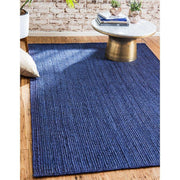 Navy Blue Rug, Navy Blue Carpet for Living Room 6X8 Feet, Hemp Jute Area Rug
