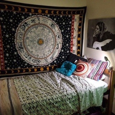 Astrology Zodiac Indian Tapestry trippy psychedelic dorm bedding blanket-Jaipur Handloom