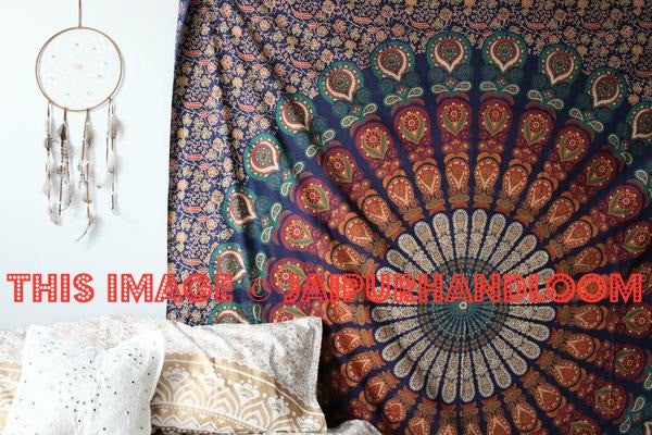 Avery Mandala Tapestry Cool Bohemian Tapestries Decorative Curtains-Jaipur Handloom