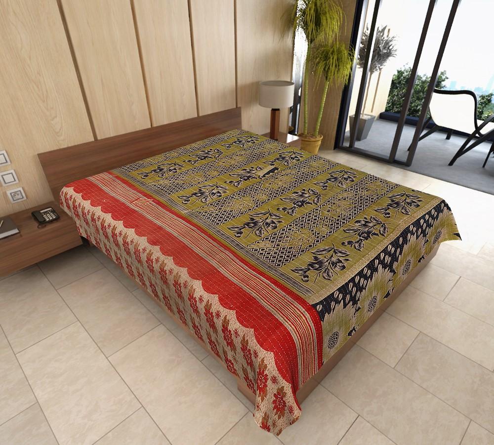 Azzurra Hand-Stitched Kantha Throw-Jaipur Handloom