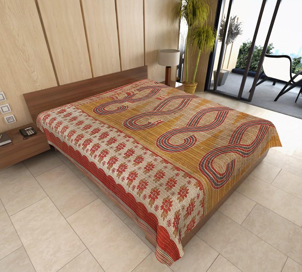 Azzurra Hand-Stitched Kantha Throw-Jaipur Handloom