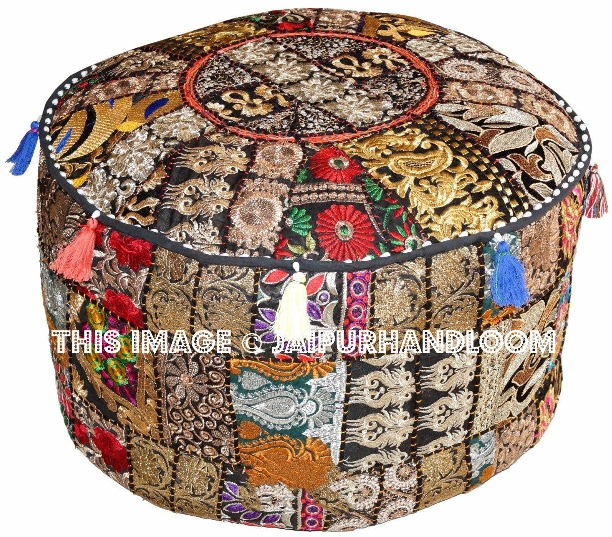 Barker Ottomans & Poufs - 22X12 inches-Jaipur Handloom