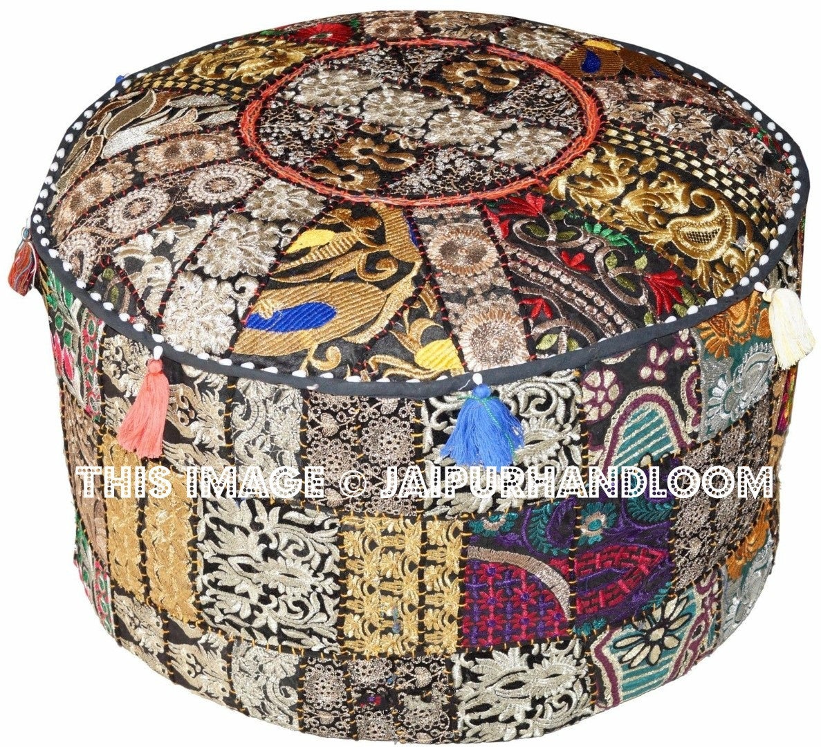 Barker Ottomans & Poufs - 22X12 inches-Jaipur Handloom