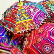 Beach Umbrella Embroidery Design - 10 pcs Wholesale Lot Indian Decorative Umbrellas-Jaipur Handloom