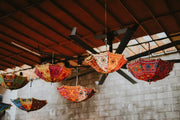 Beach Umbrella Embroidery Design - 10 pcs Wholesale Lot Indian Decorative Umbrellas-Jaipur Handloom