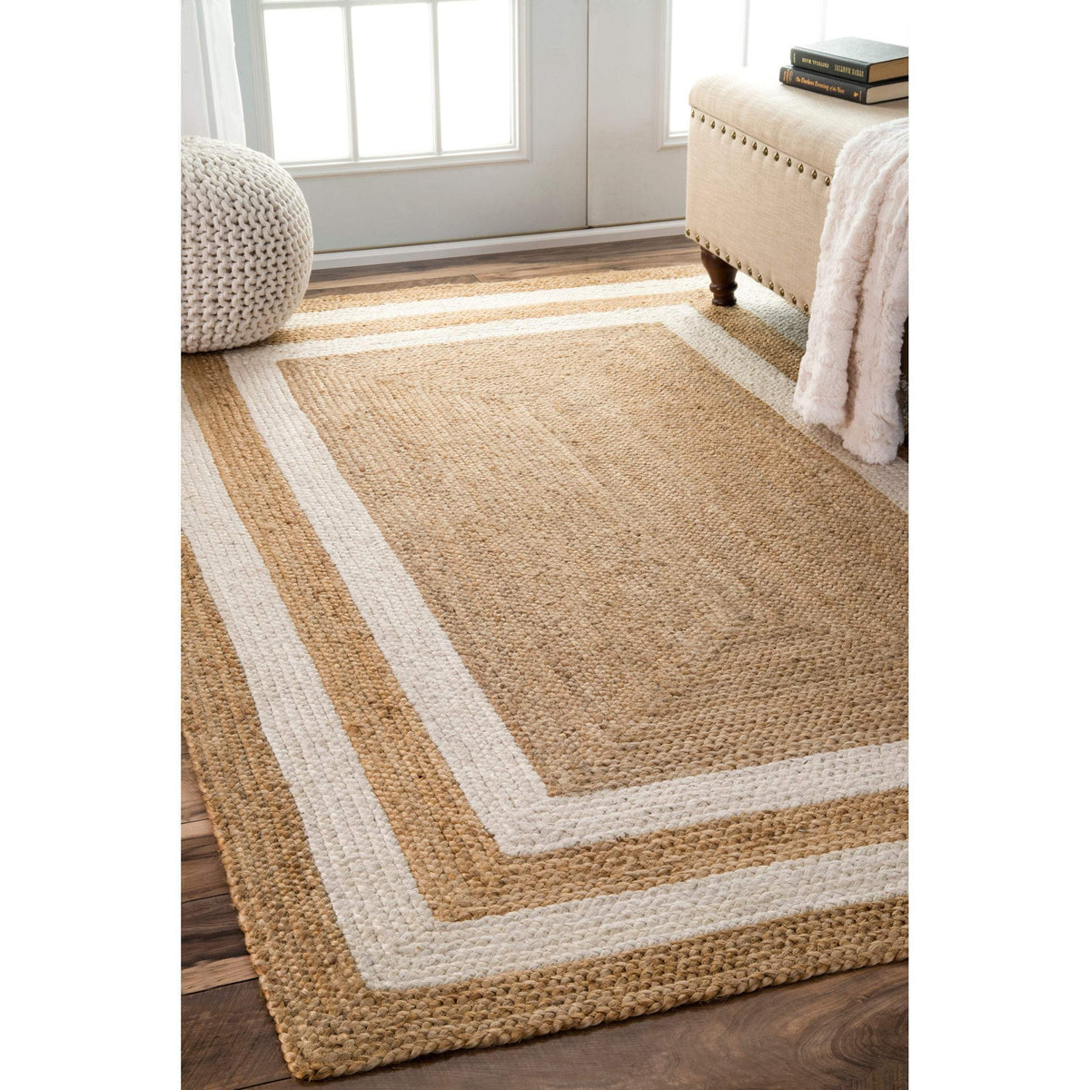 Jute Area Rug 5x7 feet, Handwoven Rug, Indoor Outdoor Rugs Runner
