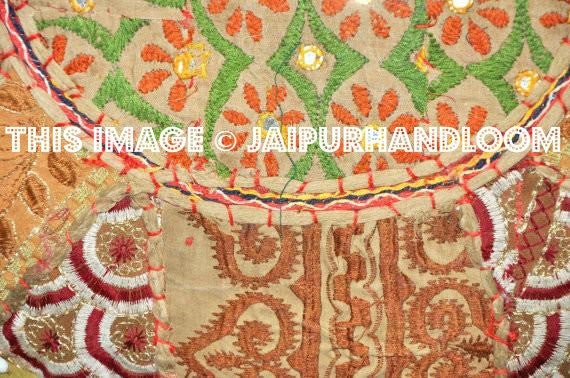 Beige Khaki tufted ottoman ottoman pouffe Foot Stool bean bag-Jaipur Handloom
